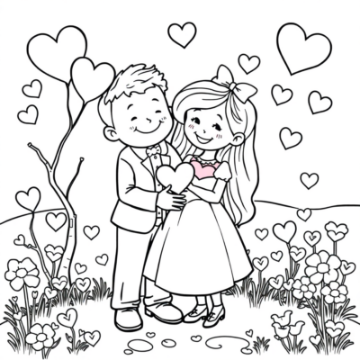 Cahier de coloriages Saint-Valentin pour enfants