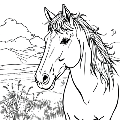 Livre de coloriage: cheval