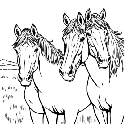 Dessin à colorier de chevaux