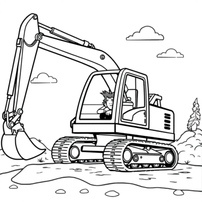 Dessin d’coloriage : pelleteuse coloriage pour enfants