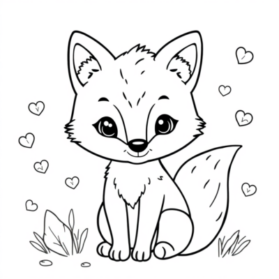 Dessin de coloriage : petit renard coloriage pour enfants