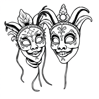Livre de coloriage : masques de carnaval pour enfants