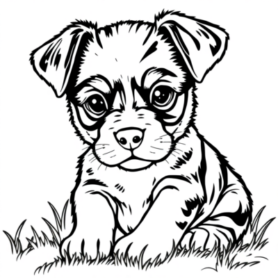Livre de coloriage : chiot à imprimer