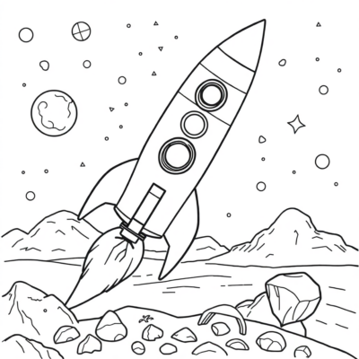 Livre de coloriage : fusée spatiale pour enfants