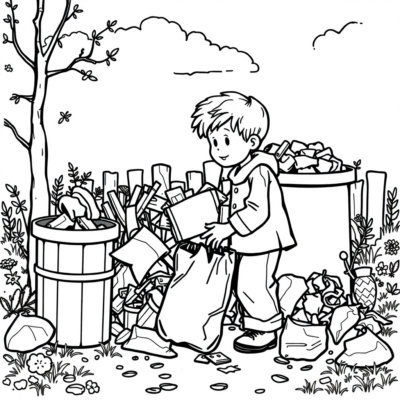 Coloriage : tri des déchets – coloriages pour enfants