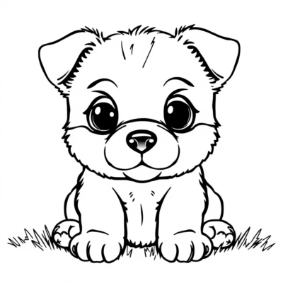 Coloriages de chiots adorables