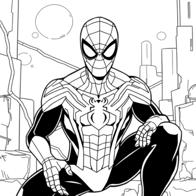 Colorie la bande dessinée : Spiderman coloriage pour enfants