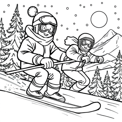 Sports d’hiver coloriage