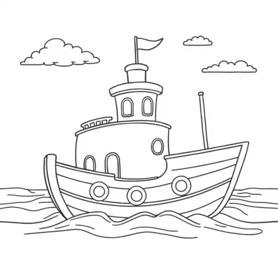 Livre de coloriage : bateau à colorier pour enfants