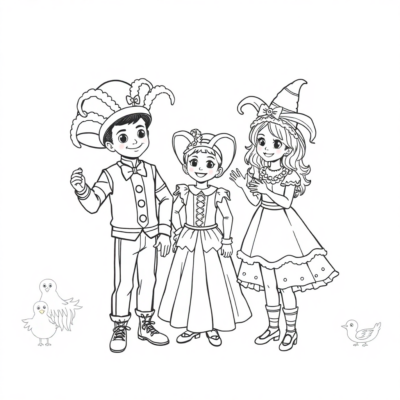 Coloriage : costumes de carnaval pour enfants