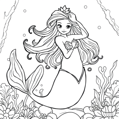 La Petite Sirène Ariel Coloriage