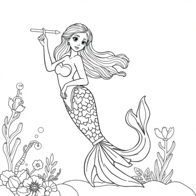 Coloriage de la Petite Sirène à Imprimer