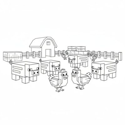 Minecraft – Animaux à la ferme : cochons et poussins