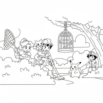 Coloriage : POKEMONS – Team Rocket prépare une embuscade
