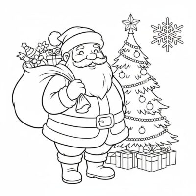 Dessin à colorier : coloriages pour enfants du Père Noël