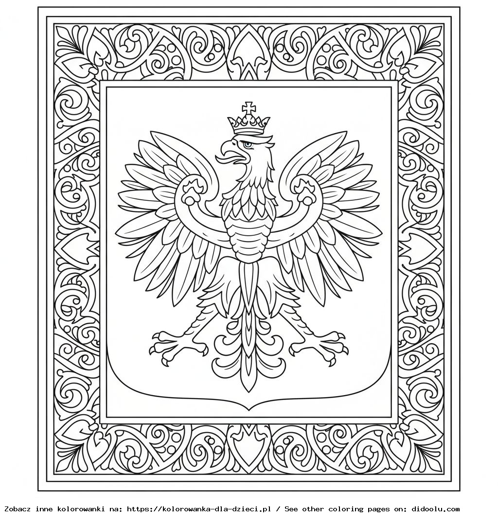 Médaillon de la Pologne à colorier