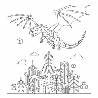 Minecraft – Dragon de l&rsquo;End sur la ville