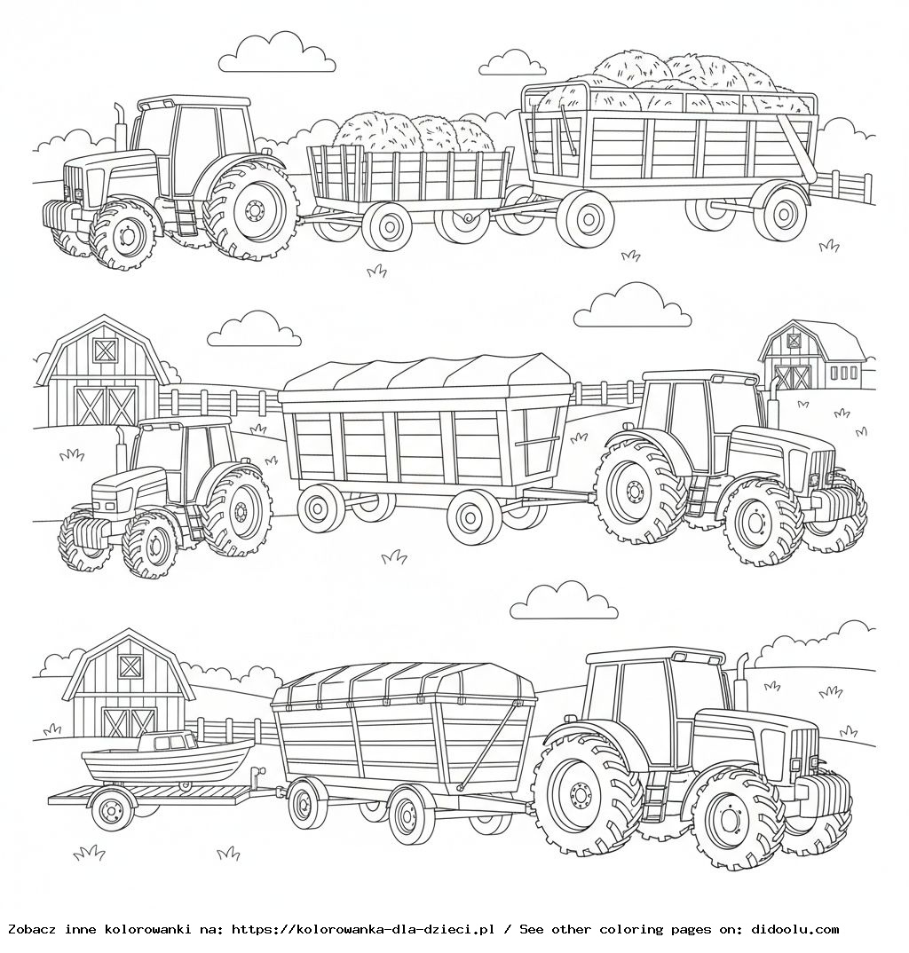 Tracteurs avec Remorques Colorier