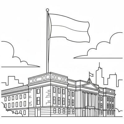 Livre de coloriage : drapeau de la Pologne, coloriage pour enfants