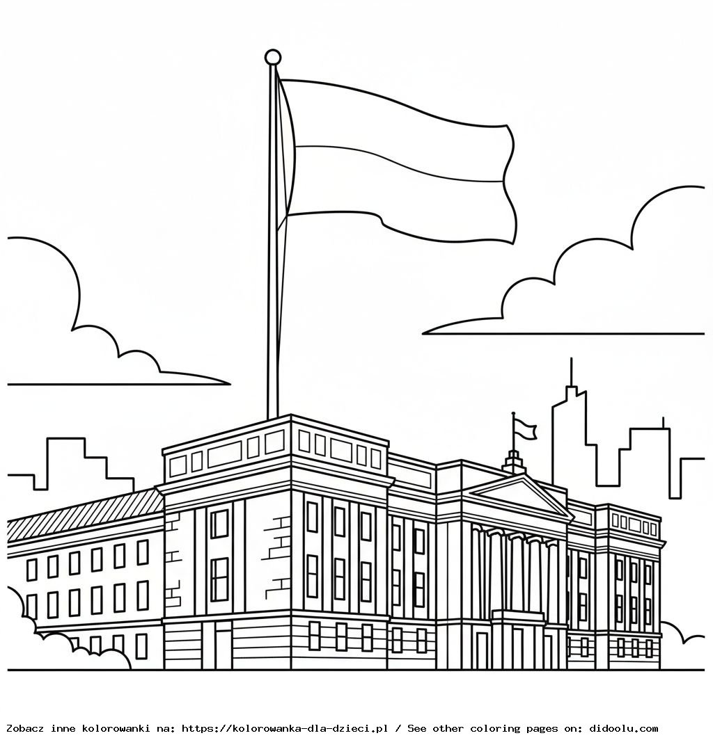 Livre de coloriage : drapeau de la Pologne, coloriage pour enfants