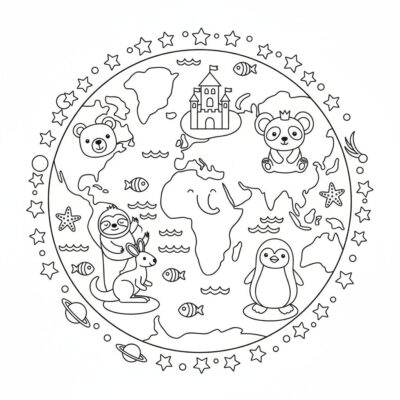 Livre de coloriage : continents pour enfants