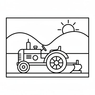 Tracteur Coloriage