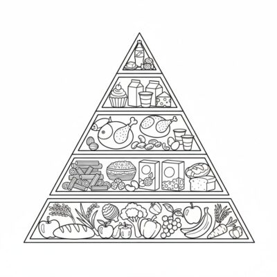 Coloriage : La pyramide alimentaire des enfants