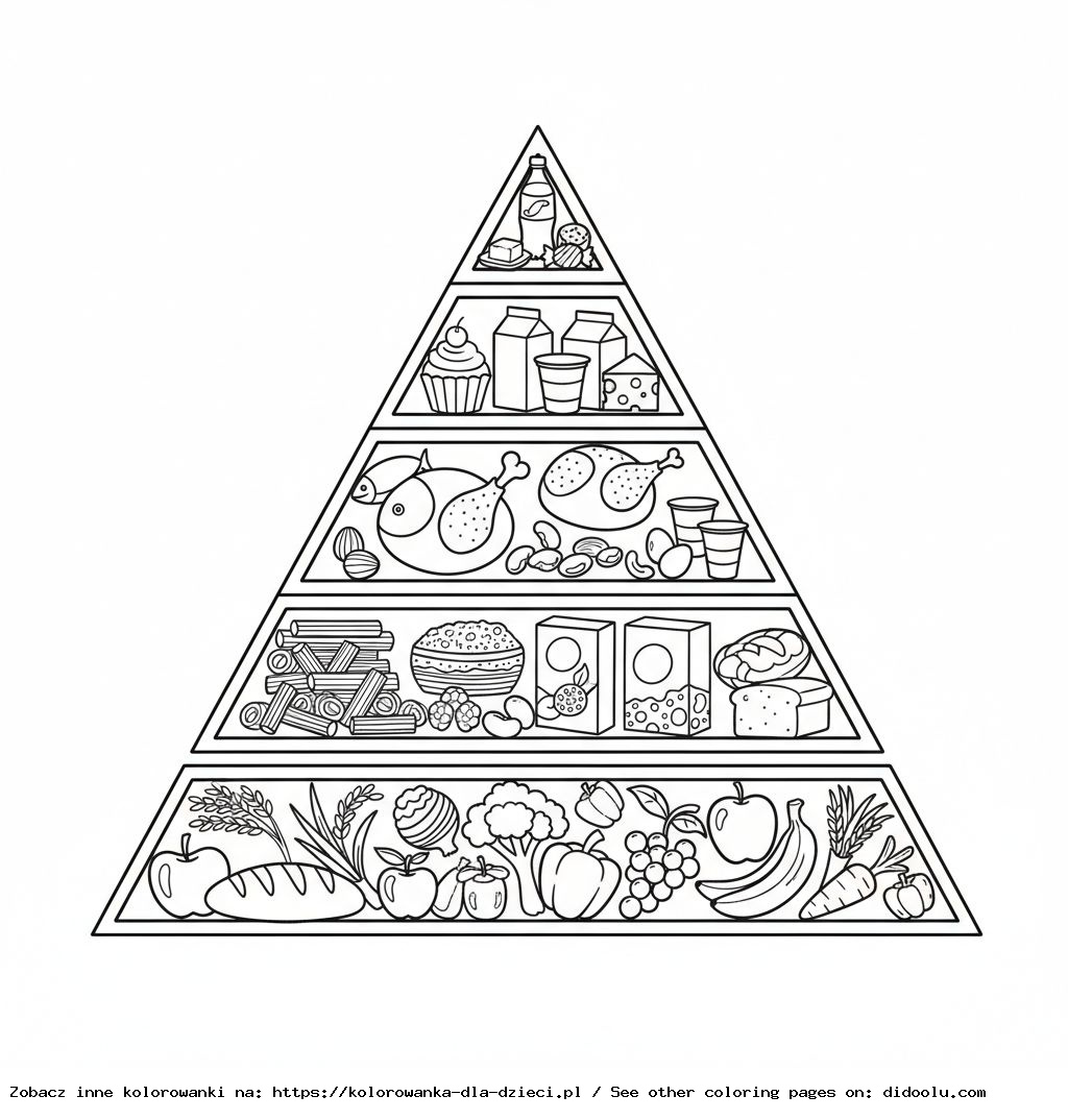 Coloriage : La pyramide alimentaire des enfants