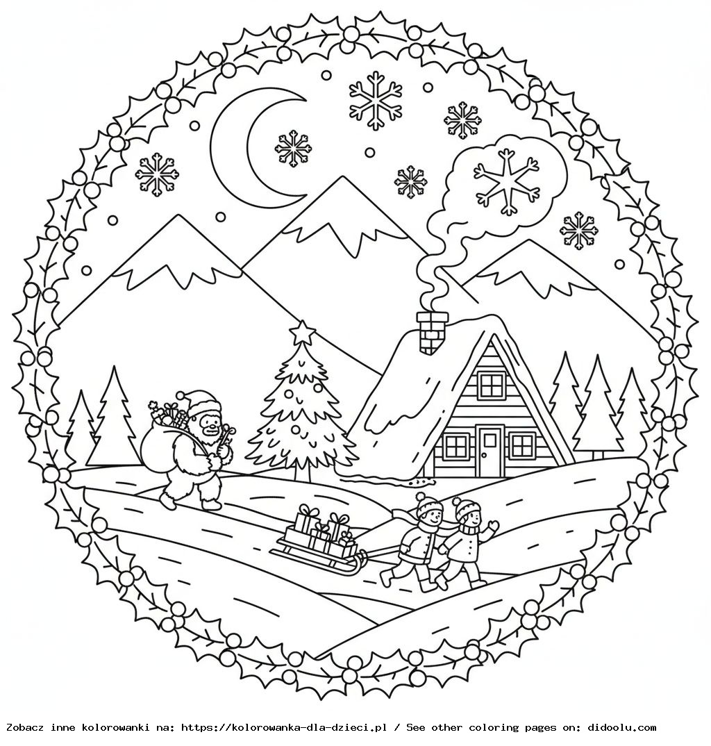 Livre de coloriage : Fêtes de décembre en montagne