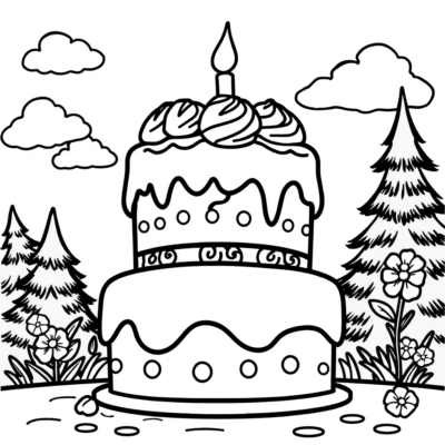 Coloriage : gâteau coloriage pour enfants