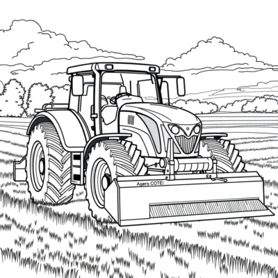 Tracteur avec semoir à colorier