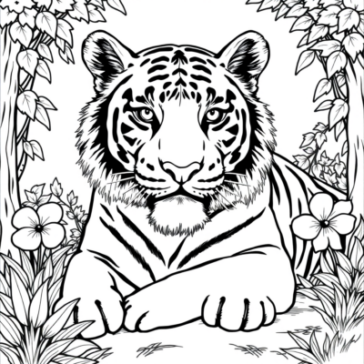 Colorier: tigre colorier pour enfants