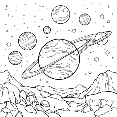 Livre de coloriage : système solaire pour enfants