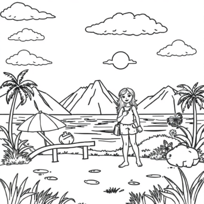 Coloriage : coloriage de vacances pour enfants