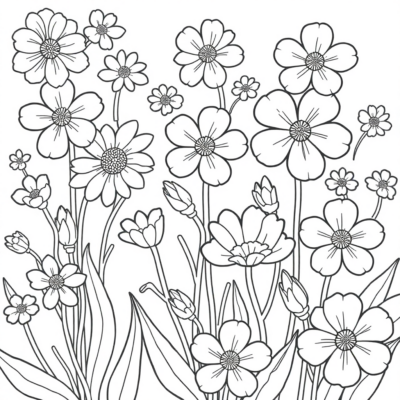 Fleurs de printemps coloriage
