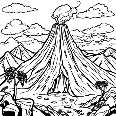Livre de coloriage : volcan, livre de coloriage pour enfants
