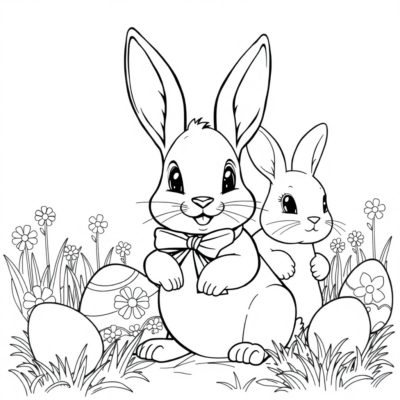Lapin de Pâques à colorier pour enfants