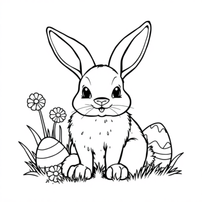 Lapin de Pâques à colorier pour les enfants