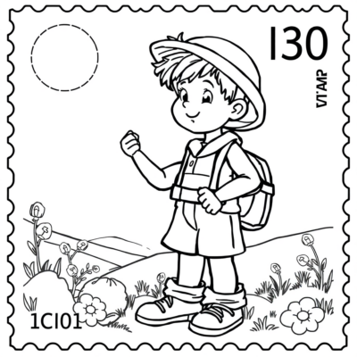 Livre de coloriage : timbre-poste coloriage pour enfants