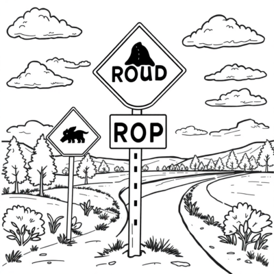 Panneaux routiers à colorier pour enfants