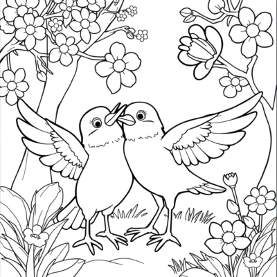 Coloriage : les signes du printemps pour enfants