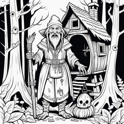 coloriage de Baba Jaga