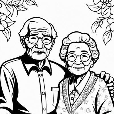 Mamie et Papie coloriage