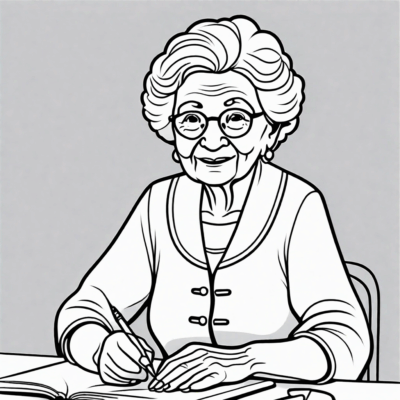 coloriage grand-mère