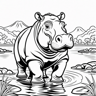 coloriage d’hippopotame