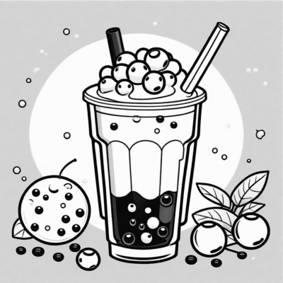 coloriage bubble tea