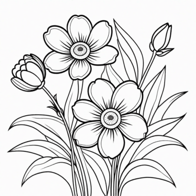coloriage fleurs de printemps