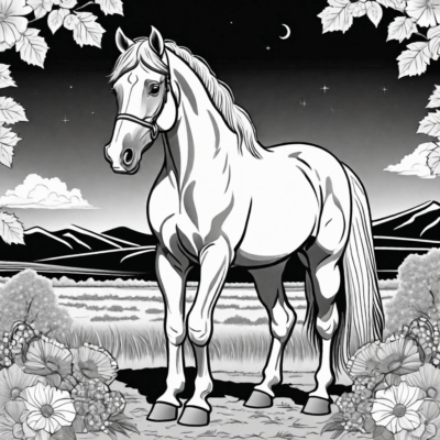 livre de coloriage avec un cheval