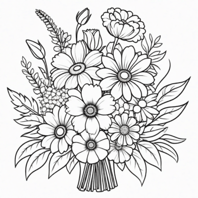 coloriage bouquet de fleurs