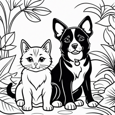 livre de coloriages de chiens et de chats